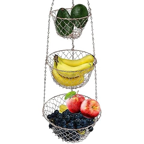 Malmo 3-Tier Copper Hanging Fruit Basket Cover