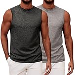 MLANM 2 Pack Men's Vests Tank Tops, Athletic Workout Muscle Breathable Sports Gym Vests for Men, Fitness Bodybuilding Sleeveless T-Shirts for Training Running Basketball, M Black/Gray
