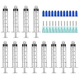 NUOBU 12Pack-10ml/cc Syringes Set, 14G Blunt Tip Needle with Storage Caps, Luer Lock Plastic Glue Applicator, Industrial Grade Syringe, Great for Refilling and Measuring Oil Dispensing