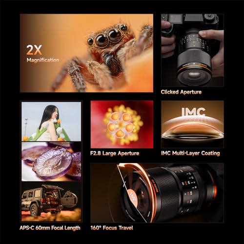 Image of Brightin Star 60mm F2.8 2X Macro Lens for Canon EF-M Mount Mirrorless Cameras, APS-C Manual Focus MF Prime Large Aperture Lens, Fit for M, M2, M3, M5, M6, M10, M100, M50, M200