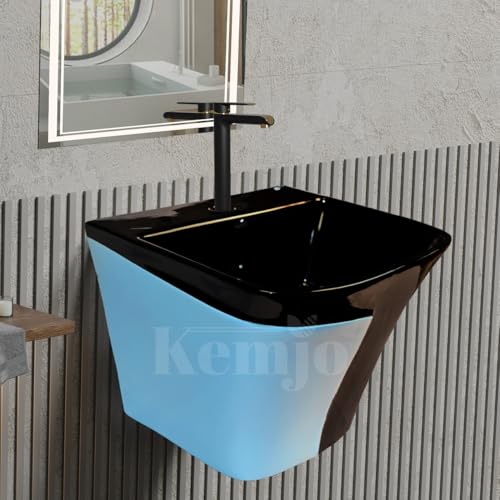 Image of Wall Mounted Wash Basin for Bathroom | Wall Hung Wash Basin /Sink (15.35 x 16.14 x 13 Inch, SFKOP - 219)