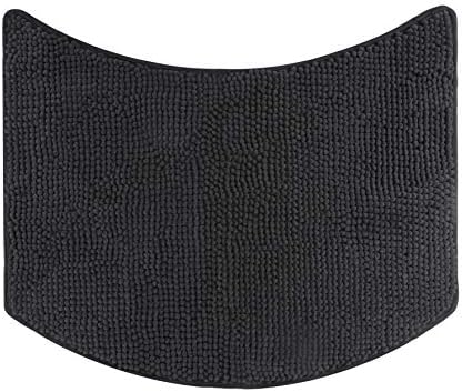 Fluffy® Bath Mat for round Showers, made of Chenille, with Non-Slip Bottom (Small Curve | Shower Radius 55 cm, Grey)