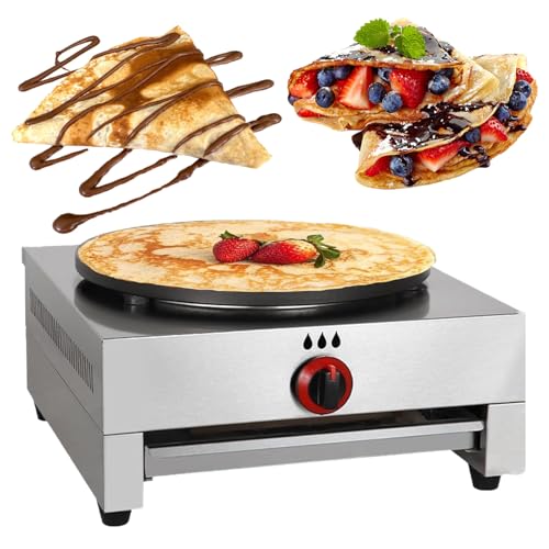 Crêpe-Maker mit Antihaftbeschichtung, Pfannkuchenmaker 40 cm, Crêpe-Pfanne mit Antihaftbeschichtung, kommerzielle Pfannkuchen-Grillplatte für den Schreibtisch, Pfannkuchenmaschine,Gas