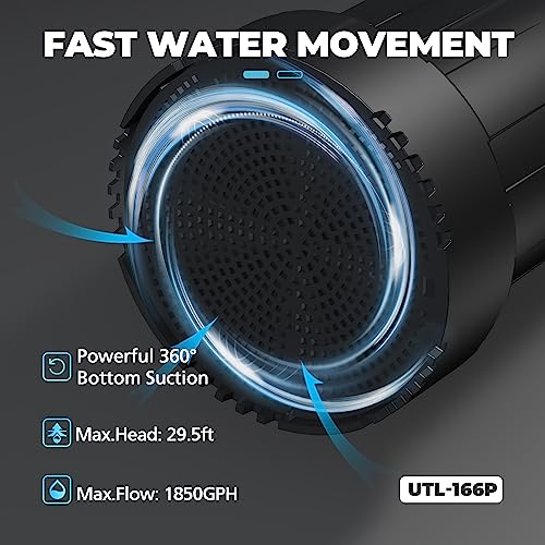 Image of Automatic Water Pump, 2250GPH Sump Pump Submersible Basement Portable Electric Utility Water Pump Removal for Pool Draining Basement Hot Tubs Garden Pool Cover Pond, Dark Black