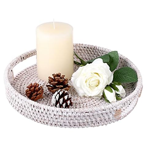 IGNPION Rattan-Serviertablett, 25 cm, dekoratives Tablett Cover