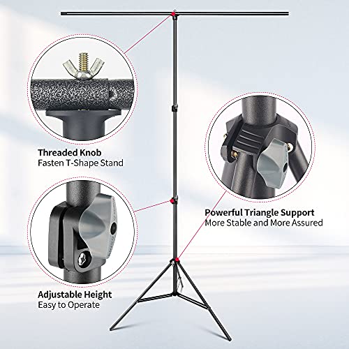 Hemmotop Green Screen Backdrop With Stand Kit 5X6.5Ft For Zoom, 2-In-1 Reversible Blue Screen And Green Screen With Portable T-Shaped Background Support Stand, 5 X Backdrop Clip #TOP4