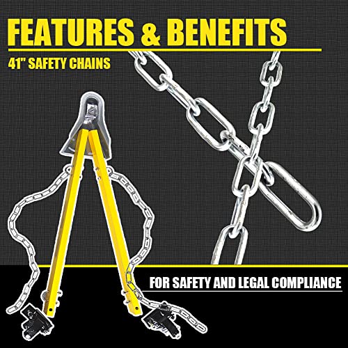 Dmc-Fpps 5000 Lbs Tow Bar With 2 Safety Chains For 2" Trailer Ball Hitch, Heavy Duty Automotive Towing Bar For Vehicles, Works With Sedan, Trucks, Jeeps, Suvs, Towing Equipment #TOP7