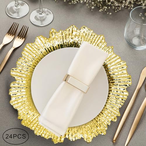 Platos cargadores redondos oro 13 pulg set 24 pzas miniatura 5