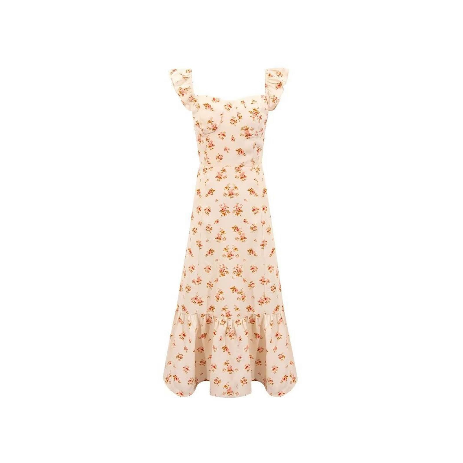 Robe mi-longue fleurie douce pour célébrer le retour des beaux jours avec légèreté