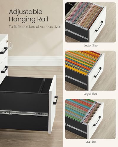 Image of SONGMICS File Cabinet with Lock, 17.7 x 14.4 x 23.6 Inches