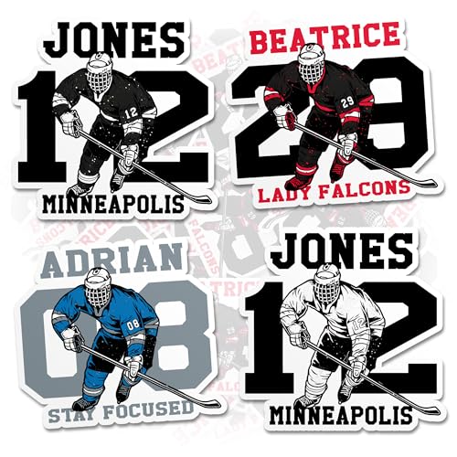 Custom Hockey Sticker Personalized Name and Number Ice