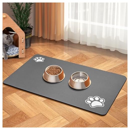 Pet Feeding Mat-Absorbent Dog Mat for Food and Water Bowl-Accessories Pet Supplies-Bowl for Messy Drinkers-No Stains Quick Dry Dog Water Dispenser Mat (16"x24", Dark Grey)