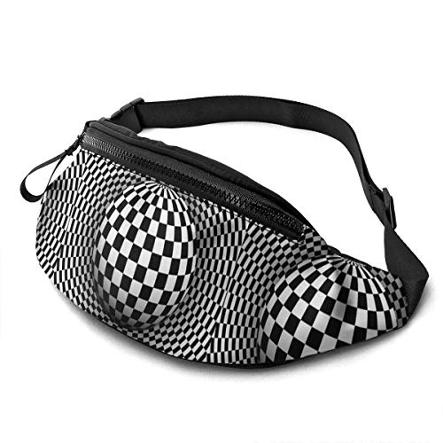 GOSMAO Riñoneras Deportivas,Riñoneras Running con Correa Ajustable,Geometría Abstracta En Blanco Y Negro,Bolsos de Gimnasio Bolsos Bandolera para Hombre Mujer