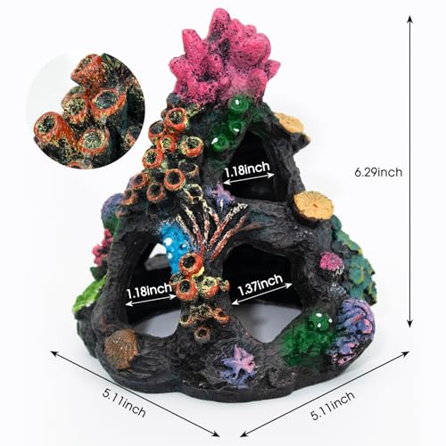 Image of Aquarium Coral Rock Mountain Cave Set Fish Tank Decoration Coral Ornament Aquarium Plant Fish House for Betta Rest Hide