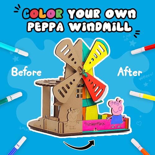Image of Peppa Pig DIY Windmill Pen Stand | Learn About Electricity & Windmills | Color & Build Rotating Pen Stand | STEM Educational Toy for Kids Age 3,4,5,6 Years| Science & Learning Toy