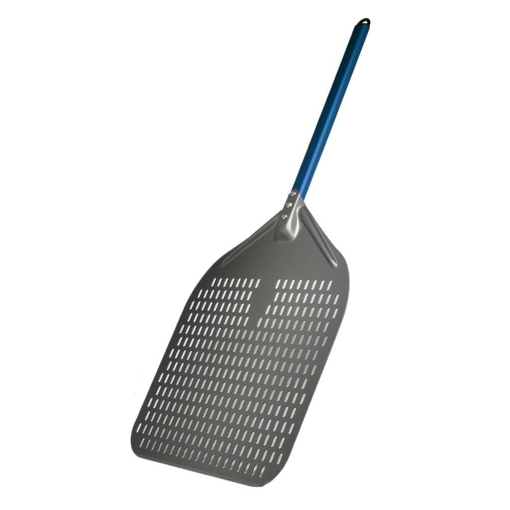 WANGSHAOWEI Pizza ​Paddle 12/13/14/ Inch Pizza Peel Perforated Pizzas Shovel Retangular Paddle With Aluminum Alloy Blue Handle(14 inch 75cm Blue)