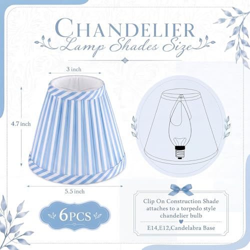 VIHOSE 6 Pleated Chandelier Lamp Shade Clip on, 3"x5.5"x4.7", Blue White by VIHOSE - Used condition - Image 2