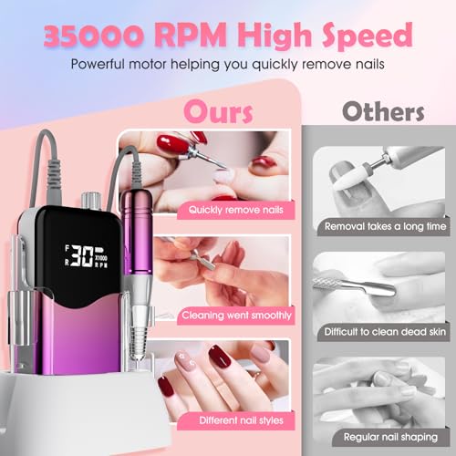 Kit profesional de lima eléctrica para uñas 35000RPM miniatura 2