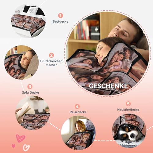 Bemaystar Personalisierte Geschenke - Personalisierte Decke, Decke mit Foto, Fotodecke mit Eigenem Foto, Geschenke für Mama Papa Kind Freunde Haustier Familie,Geschenke zum Muttertag Vatertag