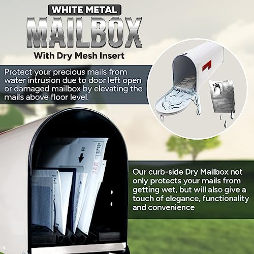 Outdoor Metal Mailbox With Mailbox Insert To Keep Mail Dry - Galvanized Standard Mailbox & Mounting Accessories For House, Outside - White #TOP1