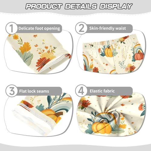 Rainbow Pumpkin Flower Girls Leggings Soft Stretch Workout Yoga Dance Pants for Kids Casual Tights3