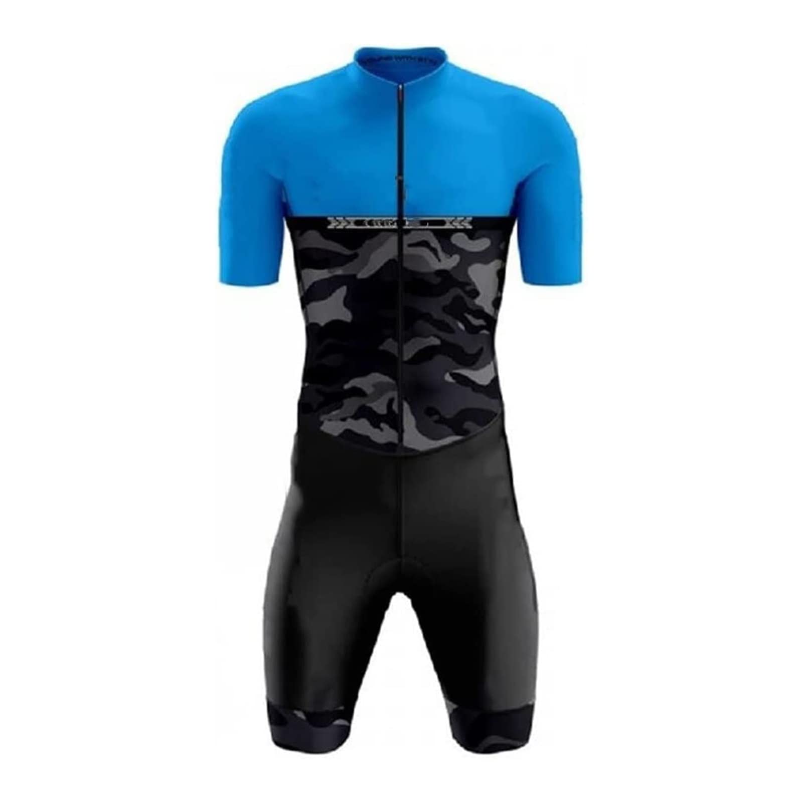 KAISUN Tuta da Triathlon a Maniche Corte da Uomo, MTB Body Trisuit Cycling Skinsuit with Gel Pad per Nuoto/Corsa/Ciclismo, Abbigliamento Ciclismo (Color : Typ-5, Size : Large)