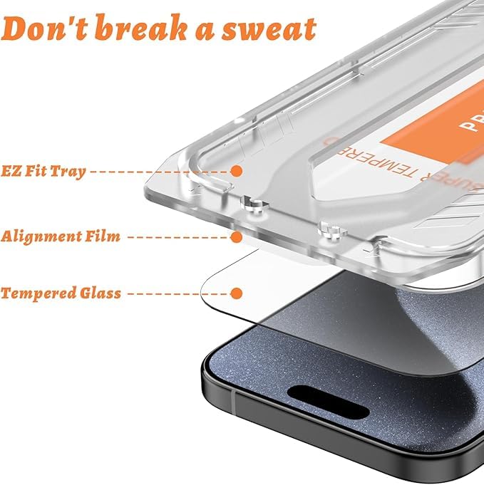 Image of Privacy Screen Guard for iPhone - Anti-Spy Tempered Glass with SnapAlign Tool, Easy Installation, Bubble-Free (Compatible with iPhone 16 Pro)