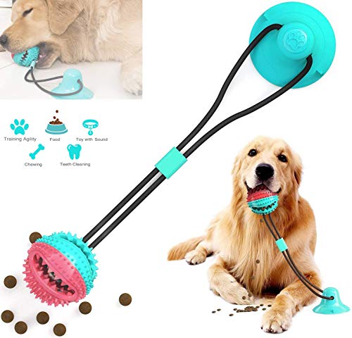 G-Anica Jouet à mâcher pour Chiens avec Ventouse,Jouet pour Chien Indestructible Exterieur Interactif Caoutchouc Balle avec Fonction De Soin des Dents et Nettoyage des Dent