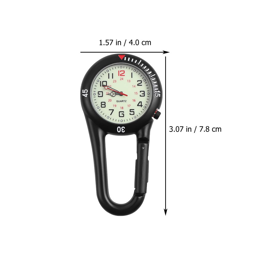 BESPORTBLE 2-Teilige Clip-On-Uhr Quarzuhr Karabineruhr Gürtel Fob Uhr Glow-In-The-Dark-Taschenuhr mit Fluoreszierendem Zifferblatt für Outdoor-Sportklettern