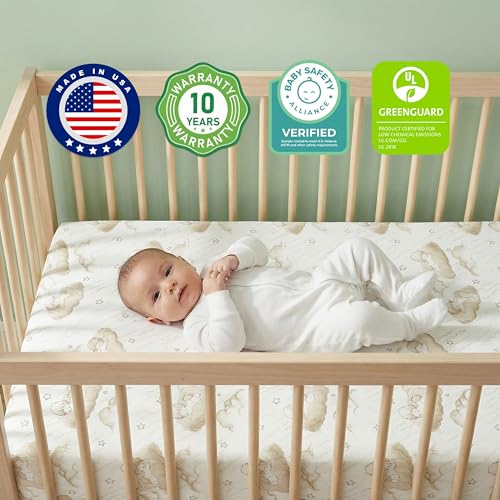 Image of Dream On Me 2-in-1 Little Lullaby Baby Crib Mattress, GREENGUARD Gold | Made in USA, Dual Sided, BSA Verified, ASTM & CPSC Tested, Fits Full Size Crib and Toddler Bed 52 inchx28 inchx5 inch, Waterproof Cover
