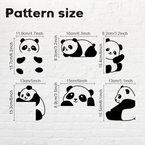 6 adhesivos decorativos de interruptor de luz con diseño de panda miniatura 3