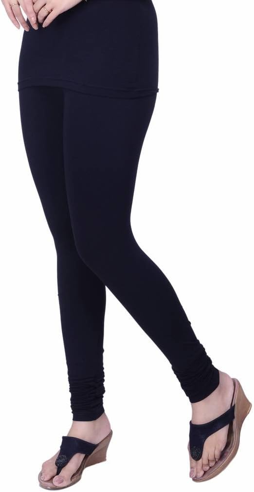 Awadh Chikan CraftAcc Women Cotton Ankle Leggings Running Workout Yoga Pants/Ladies Leggings-Black L