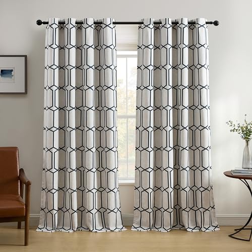 Threadmade Kaiden Geometric Room Darkening Window Curtain, Indigo - 52" W x 84" L - image 1