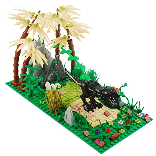 Baenrcy Dinosaur Building Blocks Animal Sencery Accessories Forest Set Building Bricks Kit Diy Building Set Compatible All Major Brands (Black) #TOP15