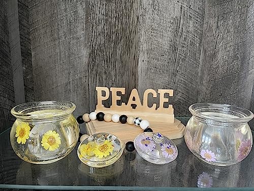 Handcrafted Floral Epoxy Resin Storage Jars - Set of Two Transparent Decorative Containers - Image 2