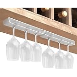 ワイングラスホルダー 吊り下げ 収納 穴あけ 不要 2個セット ワイングラスハンガー シャンパングラス 棚 食器棚 下 収納ラック 省スペース 取り付け簡単 ゴブレット 吊り下げ ハンガー 掛け キッチン バー 家庭用 業務用 (白 2個)