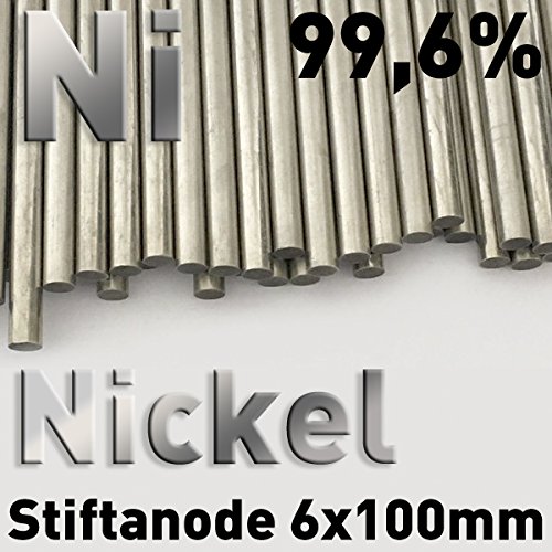 Anode de Nickel, nickel tige 6 x 100 mm, nickel anode, nickel électrode pour nickelage électrolytique, galvanisation, galvanoplastie Cover