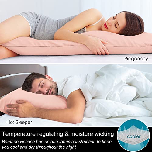 Bedelite Body Pillow Case Cover, Rayon Made From Bamboo, Cooling Body Pillow Cover For Hot Sleepers And Night Sweats, Breathable & Silky Soft Full Long Pillow Case (Coral, 20X54 Inches) #TOP2