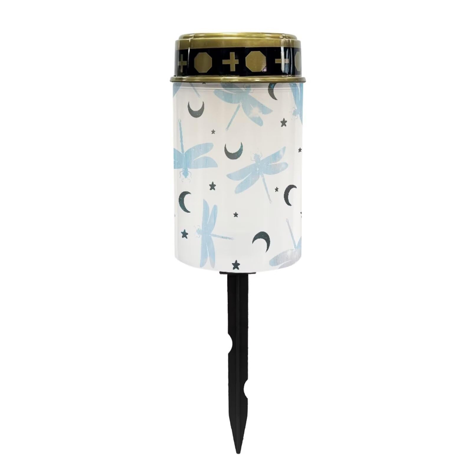 Uorisanigo Dragonfly Moon Memorial Solar Lights for Graves Cemetery Outdoor Waterproof Solar Powered Grave Lights Candle Lamp Flameless Decor Candle