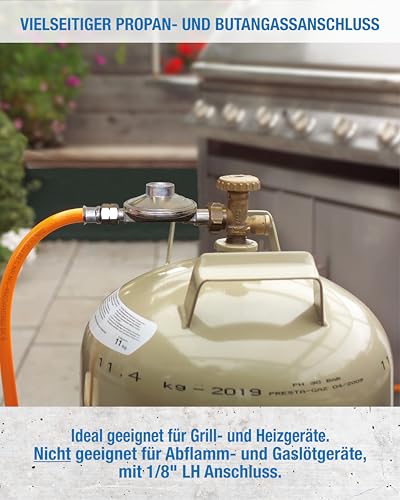 CFH Gasschlauch VS 453 – 80 cm, G 1/4 LH, Ersatz- und Verlängerungsschlauch für LPG/Propan/Butan, für Grill- oder Campinggeräte, DVGW zertifiziert