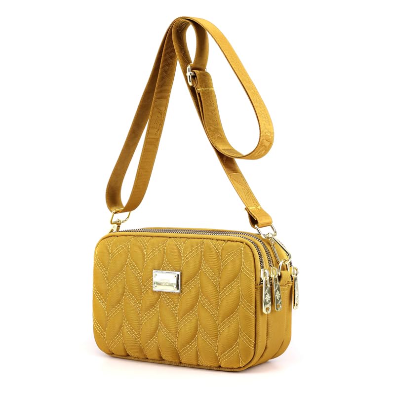 EcohasoLadies Small Cross Body Bag, Women Multi Pocket Shoulder Bag Waterproof Nylon Side Bag Handbag with Adjustable Strap for Holiday Travel