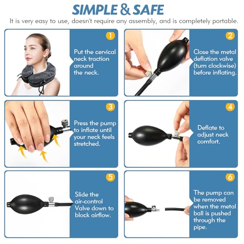 Image of Jaximy Neck Stretcher, Cervical Traction Device, Neck Traction Device, Neck Pain Relief, Adjustable Inflatable Neck Brace & Neck Stretcher, Neck Decompression Home Use (Dark Gray)