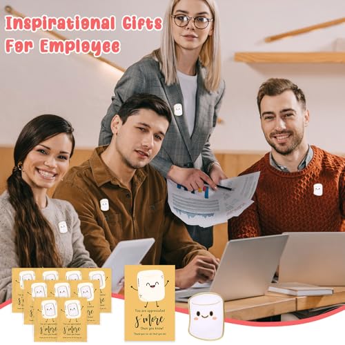 Image of Zeyune Employee Appreciation Gifts Thank You Marshmallow Lapel Pins Cards with Opp Bags Inspiration Team Thank You Pin for Coworkers Staff Teacher Office