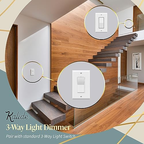 Image of TOPGREENER Kalide Dimmer Light Switch, LED Dimmer Switch, Full Range Dimming, Single Pole /3-Way, 120VAC, 60Hz, 300W LED /CFL, Neutral Wire Not Required, Wall Plate Included, White