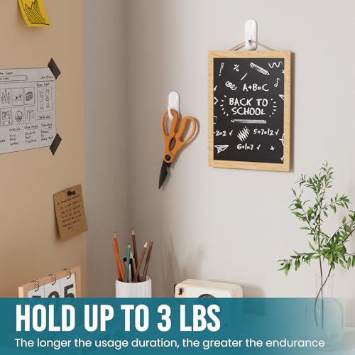 Image of TAILI Hooks for Hanging,6 Sticky Hooks & 8 Adhesive Strips Holds up 3 lb | White Utility Hooks for Painted Wall, No Damage Heavy Duty, Removable & Reusable for Door, Dorm, Clothes, Kitchen