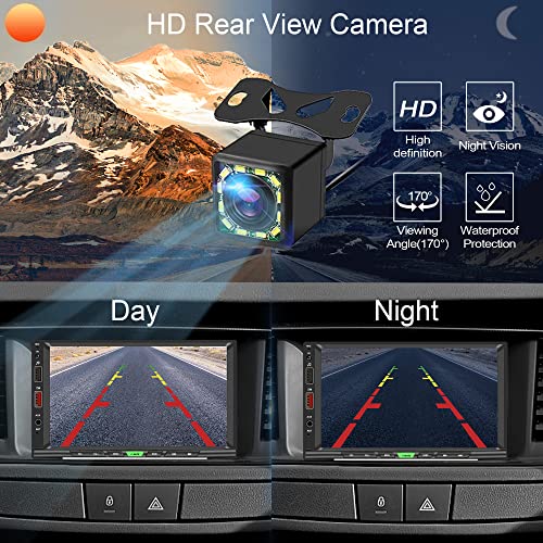 Wireless iOS Carplay&Android Auto, Double Din Car Stereo with Voice Control,7 Inch HD Touchscreen,Mirror Link,Bluetooth 5.1, AM/FM Car Radio Receiver,Backup Camera/Subwoofer/2USB/SWC/AUX/Fast Charging - Thumbnail 5