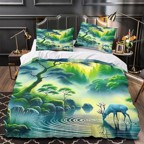 Housse de couette fermeture éclair pratique et parure de lit 3D microfibre douce
