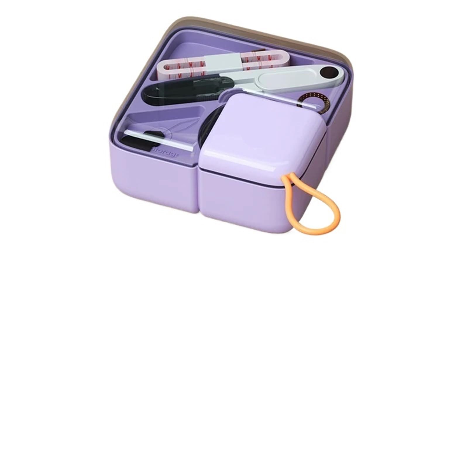 UBOHUZ Nähkästchen-Set, tragbar und multifunktional, Handnähen, Aufbewahrungsbox, Mini-Reise-Haushalts-Nähkasten-Set, Nähset für Hause Reise(Purple)