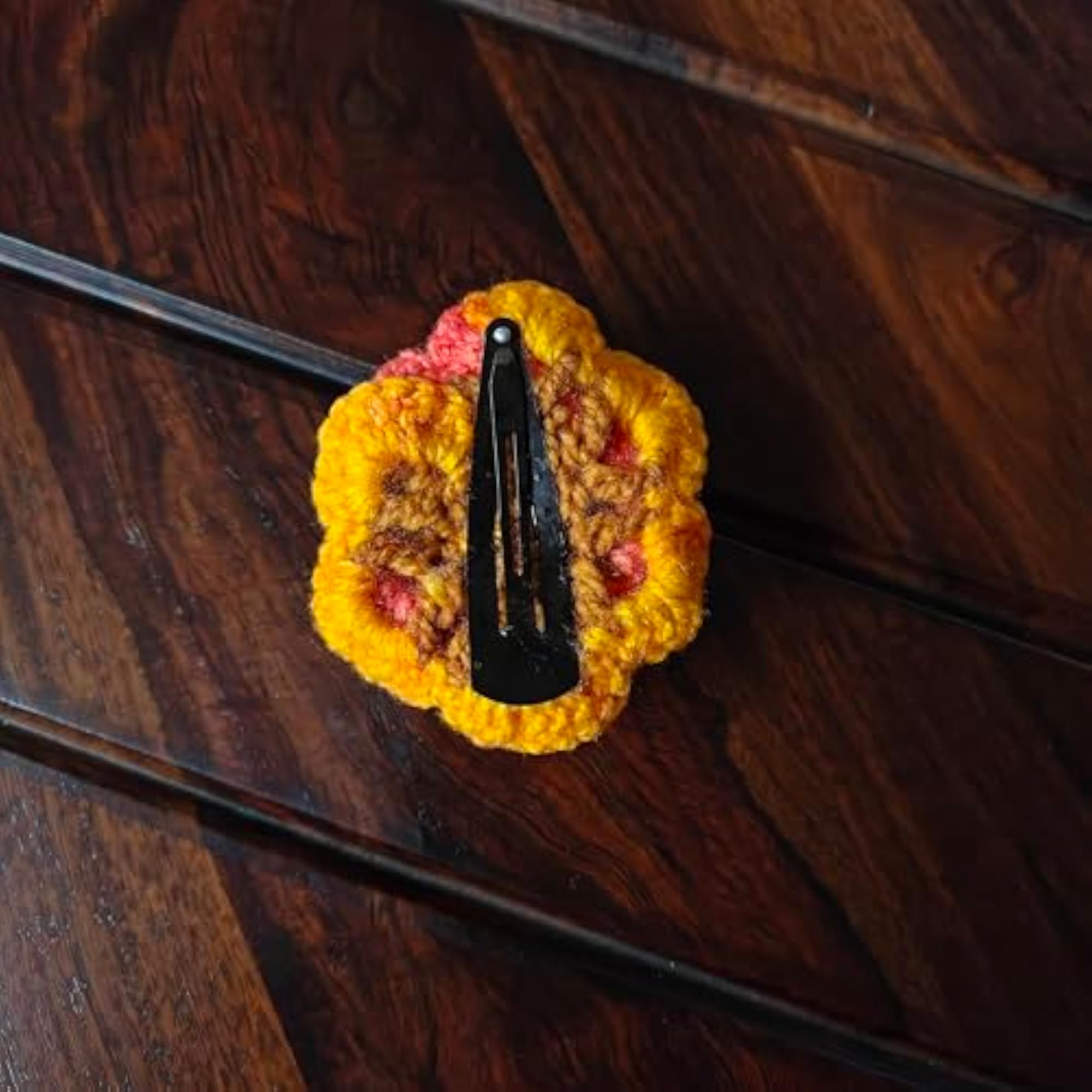 Handmade Crochet Rose Flower with Hair Pin Set, 2 Pieces