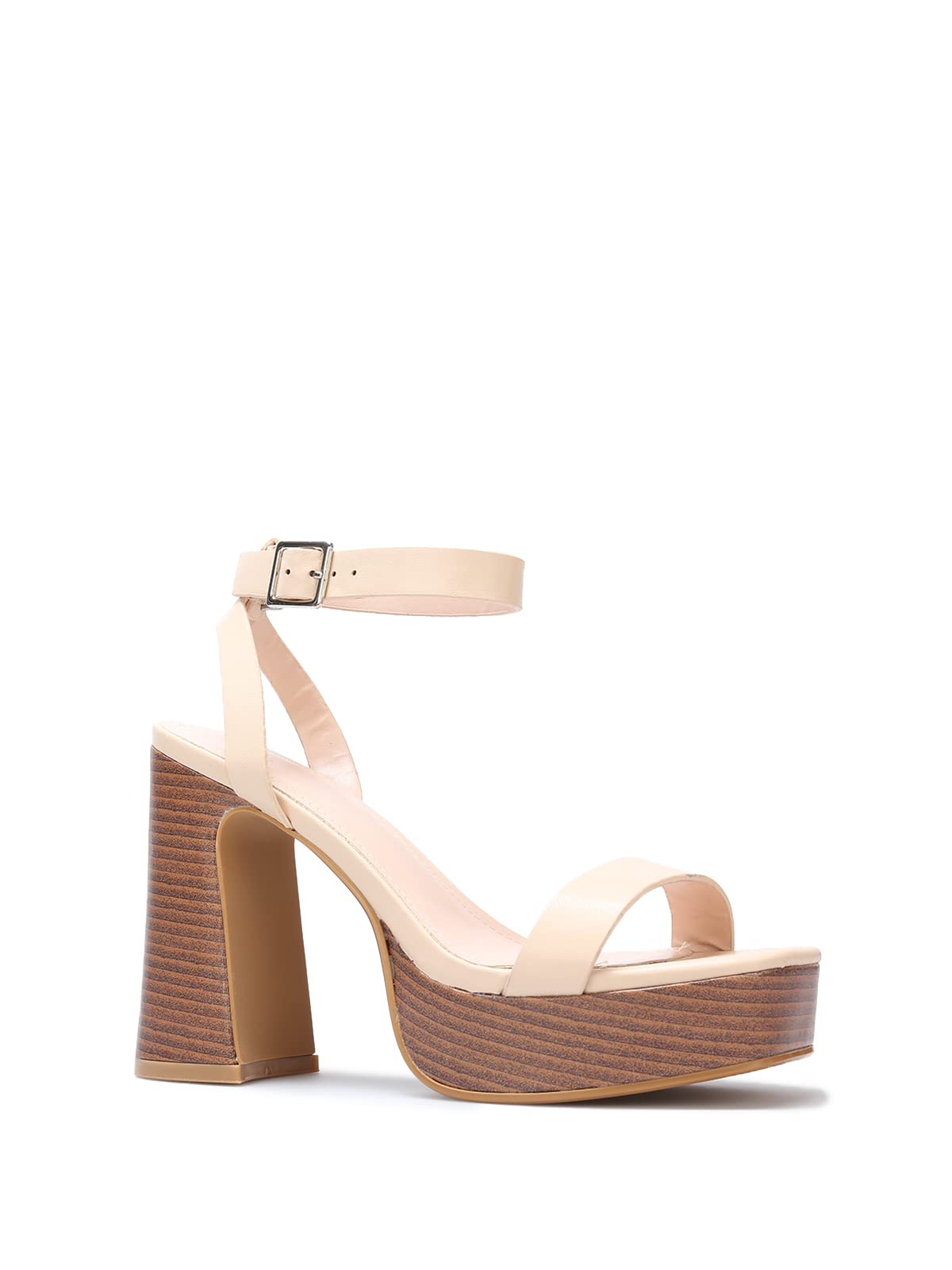 La Modeuse - Sandali con piattaforma effetto legno